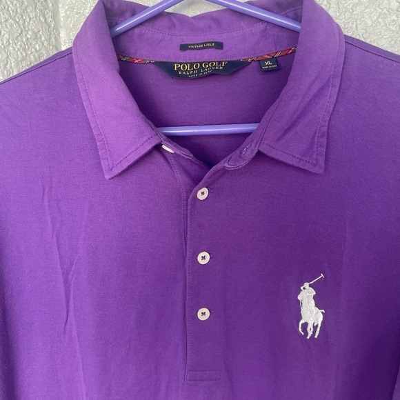Ralph Lauren Polo Golf Vintage Lisle Short Sleeve Shirt Mens XL Purple - Picture 5 of 11